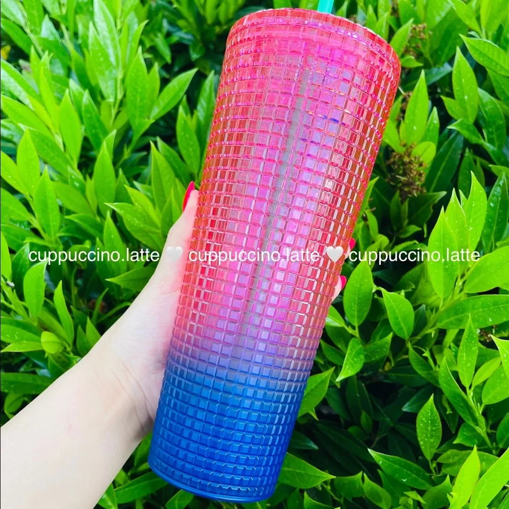 đ2 NEW⨠Starbucks Summer 2 âWatermelonâ & âLemonâ Ombre Disco Grid Tumblers - Picture 10 of 15